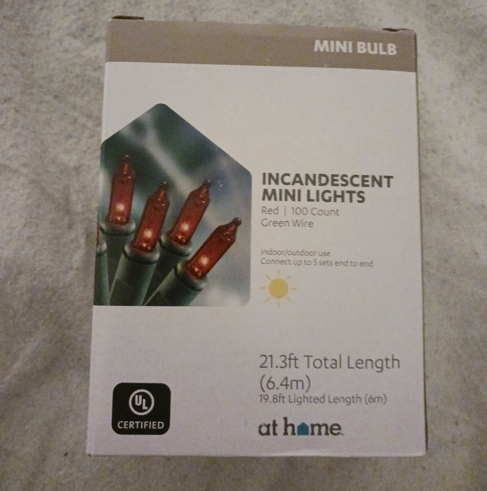 NIB Incandescent mini lights (RED; 100ct)